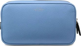 Smythson Trousse da bagno con doppia zip - Blu