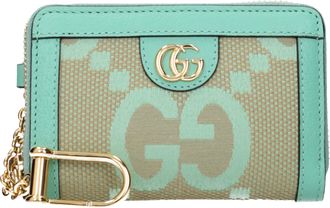 Gucci Ophidia Damens Dokumentenhalter aus Stoff in Beige/Aquagr&uuml;n