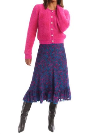 Allison New York Jeweled Sloan Cardigan In Hot Pink