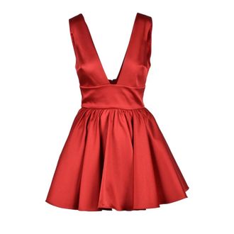 New Arrivals Satijnen Korte Jurk met Ritssluiting - Dames - Feestkleedjes - Rood - M - Satijn - Kleedjes
