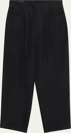 Giorgio Armani Mens Lyocell Relaxed-Fit Pleated Trousers