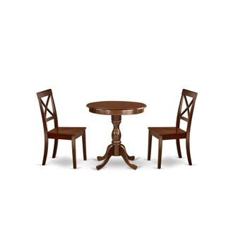 East West Furniture ESBO3-MAH-W - 3-Pc Modern Dining Table Set - 2 Dining Room Chairs and 1 Dining Table (Mahogany Finish)