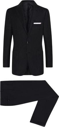 Kiton Handgemaakt wollen pak - Heren - Business pakken - Zwart - XL - Wol - Kostuums
