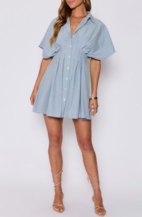 VICI Collection Benson Pleated Shirtdress (Nordstrom Exclusive) in Blue/white at Nordstrom, Size Small