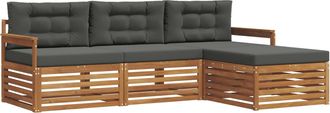 vidaXL Conjunto De Sof&aacute;s De Exterior 4 Uds. Natural Y Antracita Vidaxl