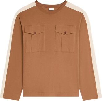 Dries Van Noten T-shirt in cotone con maniche lunghe - Marrone