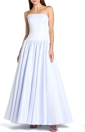 Mac Duggal Strapless Satin Dropwaist Gown in Powder Blue at Nordstrom, Size 10