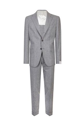 Eleventy Double-Breasted Wool-Silk Pinstripe Suit