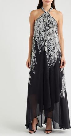 Kobi Halperin Daria Sleeveless Handkerchief Hem Maxi Dress in Black/white at Nordstrom, Size Xx-Large