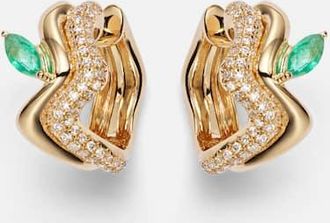 Shay Jewelry 18kt gold (750/1000) earrings with diamonds and emeralds