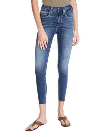 Good American Waist Crop Raw Edge Jeans In Blue 331