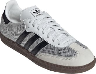 adidas Samba OG Crystal Embellished Sneaker in Crystal White/White/Silver at Nordstrom, Size 9