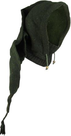 Gheri Woolen Fleece Lined Pixie Pointed Long Snood Hood Neckwarmer Wizard Hat Green