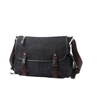 Generic Compatible For Vintage Canvas Leather Men Travel Bags Carry On Luggage Bag Duffel Handbag Tote Large Weekend(A-Black-17L)