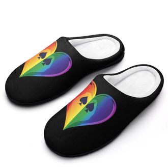 Generic Spades Poker Aces Rainbow Funny Mens Slippers Cotton Warm House Shoes Memory Foam Sandals Print Size 7-14