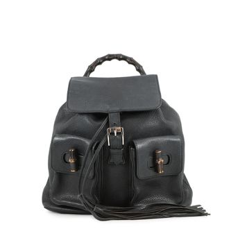 Gucci Black Leather Backpack Handbag (Pre-Owned)