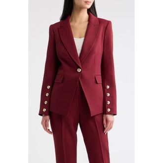 Tahari by ASL One-Button Structured Blazer in Cranberry at Nordstrom, Size 10