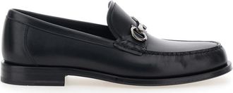 Ferragamo Black Gancini Leather Loafers