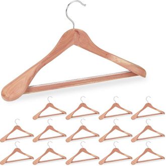 Relaxdays 15x Grucce Appendiabiti in Legno di Cedro, Set Stampelle, Protezione Antitarme Antiscivolo & Resistente, 45 cm, Naturale