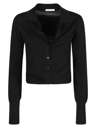 Patrizia Pepe Cropped Black Wool Shirt Jacket