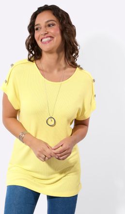 Casual Looks Kurzarmshirt CASUAL LOOKS Kurzarm-Shirt, Damen, Gr. 36, zitrone, 95% Viskose, 5% Elasthan, unifarben, Rundhals, Shirts Kurzarmshirt