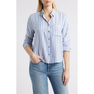Beach Lunch Lounge Candace Stripe Button-Up Shirt in Slate Blue at Nordstrom, Size Medium
