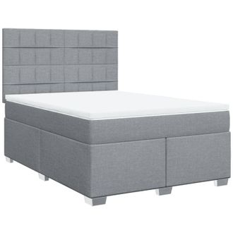 vidaXL Cama Box Spring Con Colch&oacute;n Tela Gris Claro 160x200 Cm Vidaxl