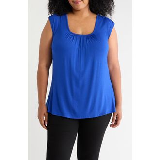Loveappella Drape Sleeveless Top in Royal at Nordstrom, Size 3X