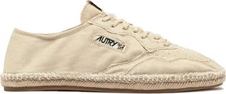 Autry Sneakers, male, Beige, 6 UK, White Espadrilles with Lace-up Closure