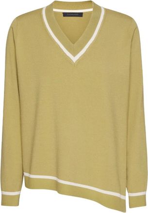 Elena Miro V-neck Knitwear, female, Green, Size: S Maglia Scollo a V
