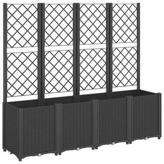 vidaXL Jardinera Con Enrejado Pp Negro 160x40x140 Cm Vidaxl