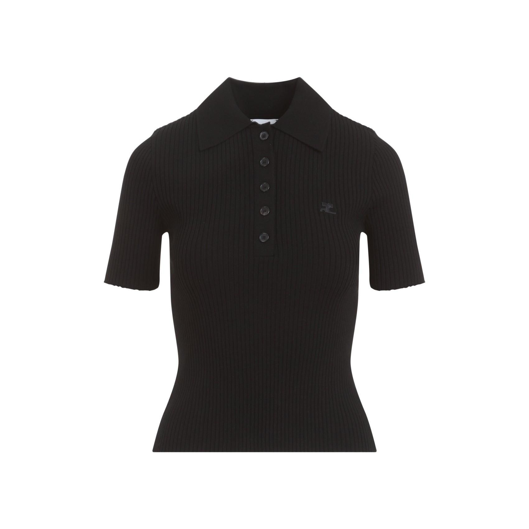 その他 Signature Polo - Courreges - Cotton - Black Courreges Piqué Cotton Polo Shirt - Black | Editorialist