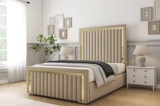 Comfort Beds Boston Gold Coniston Bed Frame - 50 Upholstered Headboard in Cream | Size: Single