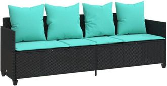 vidaXL Tumbona Con Cojines Rat&aacute;n Sint&eacute;tico Negro Vidaxl