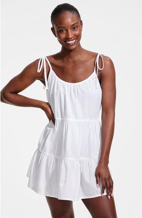 Lands End New Tiered Cover Up Mini Dress in White at Nordstrom, Size X-Large