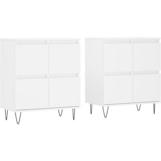 vidaXL Aparadores 2 Uds Madera Contrachapada Blanco Vidaxl