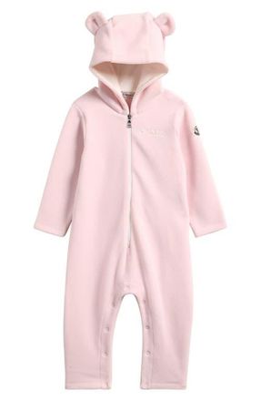 Moncler Fleece Hooded Zip Romper in Pink at Nordstrom, Size 12-18M