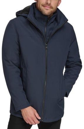 Calvin Klein Hooded Bib Jacket in True Navy at Nordstrom Rack, Size X-Large