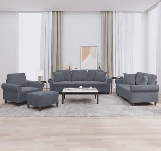 vidaXL Juego De Sof&aacute;s Con Cojines 4 Piezas Terciopelo Gris Oscuro Vidaxl