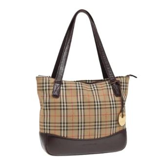 Burberry Pre-owned Shoulder Bags, female, Beige, Size: ONE SIZE Pre-owned Canvas Tote Bag