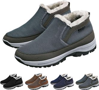 Generic Mens Winter Warm Snow Boots Size 8.5, Wide Toe Lightweight Slip On Shoes Non-Slip Thermal Furry Lining Shoes with Arch Support Outdoor Casual Comforta