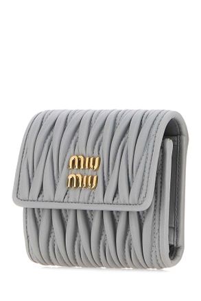 Miu Miu Womens Pastel Light Blue Leather Wallet Perla Extra-Accessori