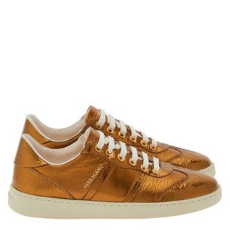 Ferragamo Metallic Leather Low-Top Sneakers, Size 7