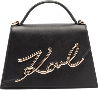 Karl Lagerfeld Signature 2.0 MD Crossbody - Dames - Handtassen - Zwart - ONE Size - Leer - Tassen