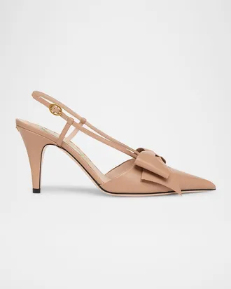 Valentino Garavani 85mm Bowow Slingback Leather Pumps