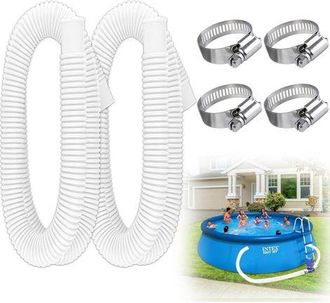 OEM Manguera De Piscina De 2 Piezas, Manguera De Repuesto Para Piscinas Elevadas Con 4 Abrazaderas Met&aacute;licas, Longitud 150 Cm, Di&aacute;metro 32 Mm, Manguera De