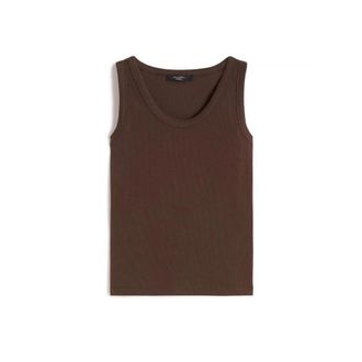 Max Mara Sleeveless Tops, female, Brown, Size: L Wkdmultic Stretch Cotton Top