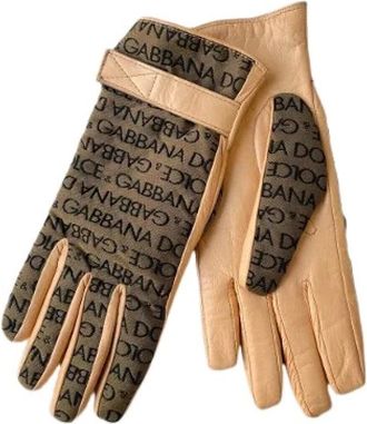 Dolce & Gabbana Pre-owned Accessories, female, Beige, Size: ONE SIZE Pre-owned Leather Gloves