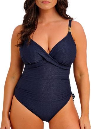 Fantasie Womens Azores Plunge Swimsuit - Blue polyamide - Size 40DD