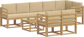 vidaXL Conjunto De Sof&aacute;s De Exterior 9 Uds. Y Beige Poli&eacute;ster Vidaxl